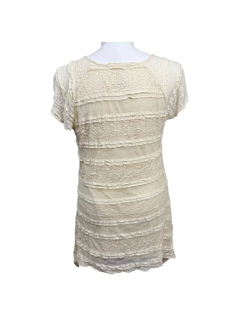 Indigo Soul Ivory Lace Ruffle Tunic Top XL‎ NWT